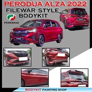 PERODUA ALZA 2022 FILEWAR FULLSET SKIRTING WITH PAINT (FRONT SKIRT ,SIDE SKIRT, REAR SKIRT,SPOILER)-MATERIAL PU BODYKIT