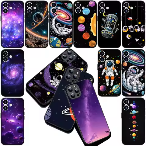 Universe Galaxy Astronaut SKY Silicone Cover for Xiaomi Redmi 15 15C A4 A5 9A 9C NFC Note 9 8 9T 9Pr