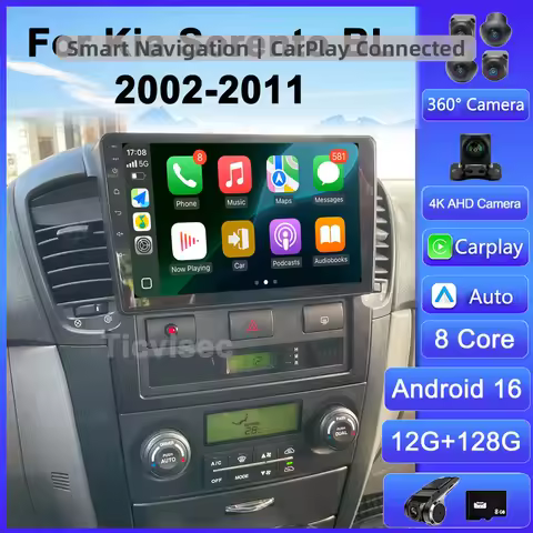 Android 16 Car Radio 4G+WIFI Carplay For Kia Sorento BL 2002-2011 Multimedia Video Player Auto Audio