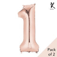 Klosh Bundle of 2 Foil balloon 40'' - Number Rose Gold + Free 10 Latex Balloons
