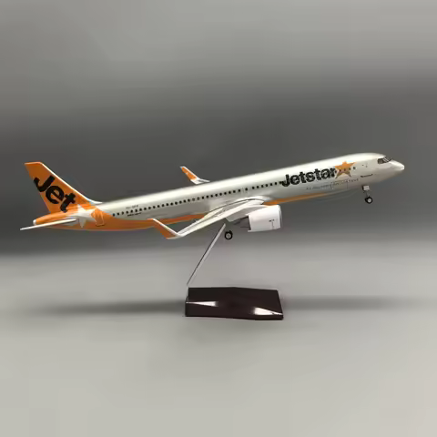 1/100 Scale 47cm 321 Aircraft A321 NEO Jetstar Airways Light Model with Landing Gear and Lights Resi