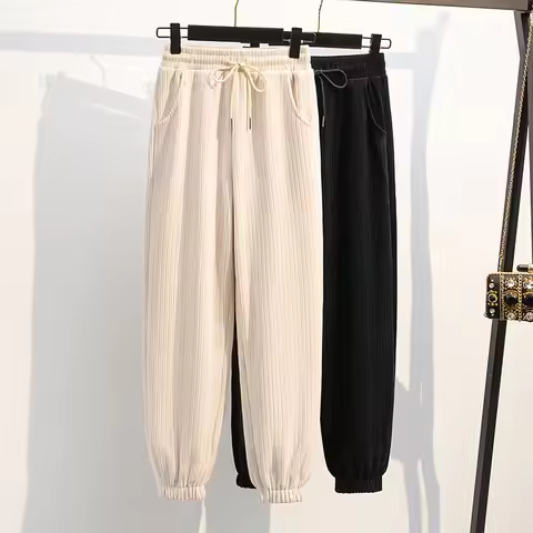 155Kg Plus Size Women's Spring Autumn Chenille Trousers With Feet 5XL 6XL 7XL 8XL 9XL 10XL Elastic W