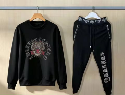 Rhinestone Luxury Oversize Hoodie Set Hip Hop Man Stylish Tracksuit Street Outfit