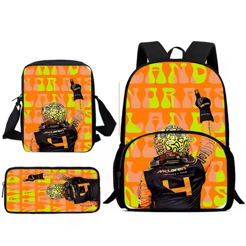 Child Backpacks Racing F1 L-Lando N-Norris Shoulder Bag Pencil Case Pupil Large Capacity School Bags