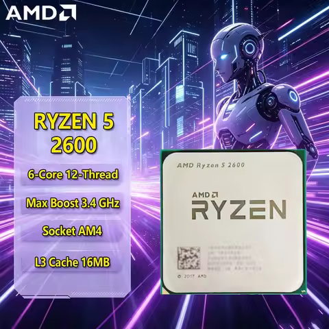 AMD Ryzen Ryzen 5 2600 R5 2600 CPU 6-Core 12-Thread 3.4GHz Unlocked Desktop Processor Socket AM4 Gam