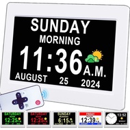 Véfaîî 2025 New, Digital Clock with Day Date 1280 * 800P HD, 19 Alarms Custom Reminders, 10 Levels A