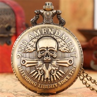 Vintage 2nd Amendment FOB Unisex Quartz Pocket Watch Pendant Necklace Chain