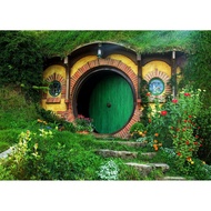 7x5ft Fabric Hobbiton Cave Backdrop Matamata Rural Green Garden Living Cabin Cave Background for Hob