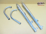 EXHUAST &amp; HEADER PIPE CHROME SET Fit For HONDA C95 CA95 C92 CA92 #ท่อไอเสีย ท่อคู่ พร้อมคอท่อ ชุบโครเมี่ยม