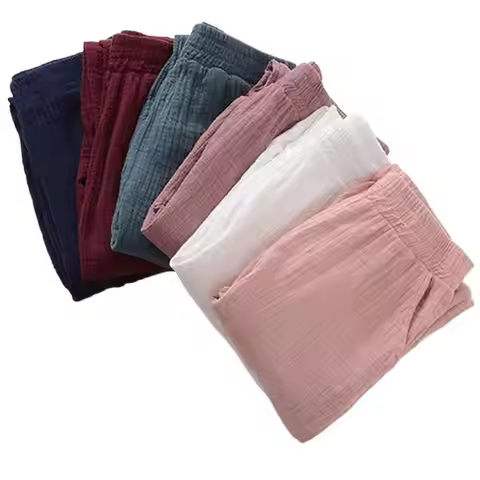 Women Spring Cotton linen Pants Plus size pencil Pants with PocketsTrousers Casual Pleated Vintage r