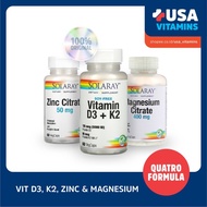 Solaray Quatro Formula 5000 Iu Vitamin D3 K2 Zinc Magnesium Immune