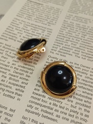 vintage jewelry  Monet 現代主義黑色夾式耳環