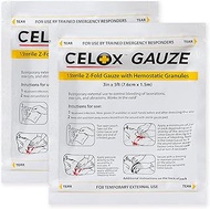 CELOX's Gauze - Z-Fold Hemostatic Gauze, 3in X 5ft (7.6cm X 1.5m) X2 - Controls Moderate to Severe B