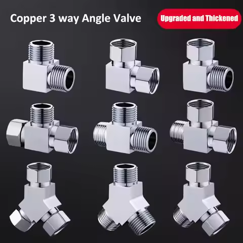 Copper T Adapter G1/ 2" Y-Valve Diverter Valve Three Way Device Hole For Bath Bidet Sprayer Shower