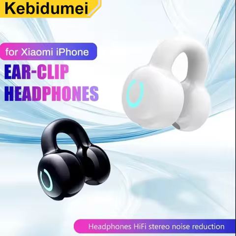 Kebidumei BT5.3 Wireless Ear Clip On Earphone Single Earbud Waterproof Sports Earphone Clip On Headp