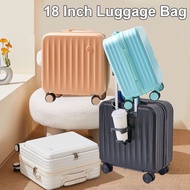 18Inch Luggage Bag Travel Luggage Suitcase with USB Charging Cup Holder Trolley Bag Boarding Luggage
