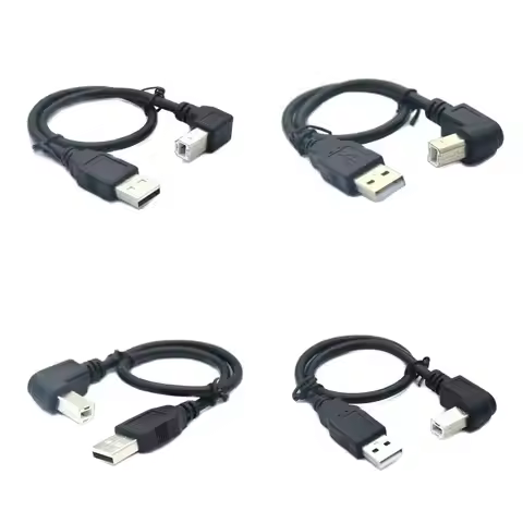 5FT 30cm 50cm 1m 1.5m 90 Degree Left Up Down Right Angle USB 2.0 Printer Cable Type A Male To Type B