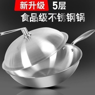 M-8/ Stainless Steel Wok304Thickened Non-Stick Pan Frying Pan Household Non-Coated Induction Cooker Gas Stove Universal