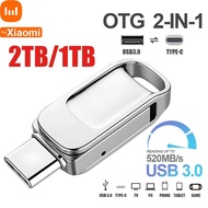 {Shirelle Electronic Accessories} สำหรับ Xiaomi 3.0 USB แฟลชไดรฟ์1TB ประเภท-C 2-In-1 Memoria 520เมกะไบต์/วินาทีโลหะ OTG ปากกาโลหะแฟลชไดรฟ์สองหัวความเร็วสูงสูง