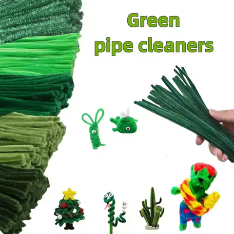 1000/100Pcs 30cm Green Pipe Cleaners Chenille Stem Solid Color Pipe Cleaners Set for Pipe Cleaners D