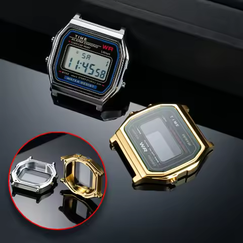 Retro Metal Case For Casio Small Square A158WA-1DF /A168/A159W-N1DF Modified Case kit Stainless Stee