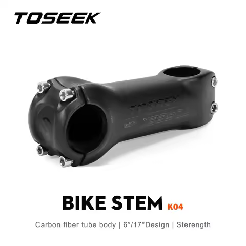 TOSEEK Full Carbon Bike Stem 6/17 Degree 70-130mm 31.8mm MTB Road Bicycle Handlebar Stem Black Matt