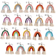 san* Vintage Tassel Macrame Keyrings Weaving Rainbow Keychain for Handbag Backpack