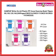 【CAMPAP】 Write-On A4 Plastic PP Cover Exercise Book 70gsm 80,100,120,160,200Pages(CW2516/CW2517/CW25