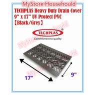 [ Offer ] TECHPLAS Drain Cover 9" x 17" UV Protect PVC 【Black/Grey】/ Penutup Longkang / Heavy Duty