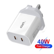 40W USB C Charger Quick Charge QC 3.0 Dual PD Charger Type C Fast Charger Adapter For Xiaomi Samsung