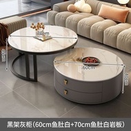 岩板茶几 輕奢現代簡約圓形小戶型茶几 客廳家用極簡大理石（平行進口）（快遞送貨上門）