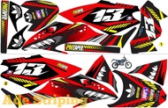 STIKER STRIPING LIS LES BODY MOTOR KAWASAKI KLX 150 BF VARIASI SHARK MERAH