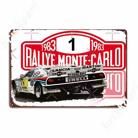 Lancia 037 Martini Rally Montecarlo Metal Sign Wall Mural Party Plates Retro Tin Sign Poster