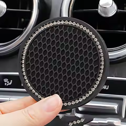 2PCS Bling Anti Slip Car Cup Coasters,Universal Vehicle Bling Holder Insert, Best Gift Car Bling Acc