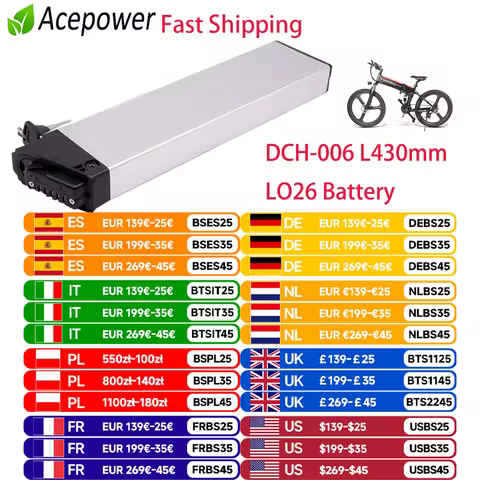 Folding E Bike Battery 48V 10.4Ah 12.8Ah 14Ah Amp DCH 006 for Samebike LO26 20LVXD30 XP2.0 Folding E