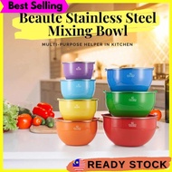 [ LOCAL READY STOCKS ] iGOZO BEAUTE COLORFUL STAINLESS STEEL MIXING BOWL + 3 PCS KNIFE SET (BLACK)