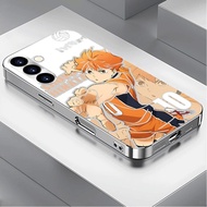 Haikyu Luxury Plated Frame Glass Phone Case For Samsung Galaxy S22 S23 S24 S25 Ultra A22 A23 A25 A33