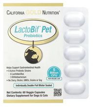 CALIFORNIA GOLD NUTRITION - 60粒寵物專利腸道益生菌 50億益生菌 獨立包裝 LactoBif (適合狗和貓) - 全新到貨-最佳日期：2027年1月底
