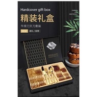 K3892  HARSIDE高质量现货优惠 #西餐具刀叉勺组合不锈钢餐具#24件套装1010镀钛刀叉勺子🌹颜色：贵族金，炫彩色👉内有✨6刀 6叉 6汤匙 6小汤匙