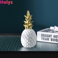 HOLYS nordic pineapple desktop decor, metallic golden leaf top solid resin construction resin pineap