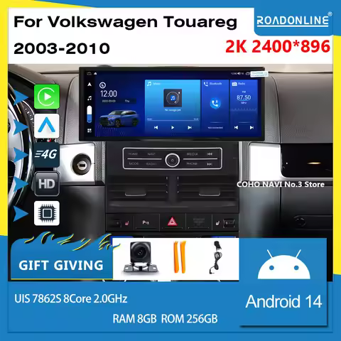 For Volkswagen Touareg 2003-2010 2400*896 Resolution UIS 7862S Octa-core 8+256gb Car Navigation CarP
