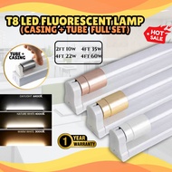 [FULL SET] LED T8 Fluorescent Tube 2ft 4ft 10W/22W/35W/60W Set Lampu Kalimantang Panjang casing wall