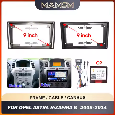 For OPEL ASTRA H/ZAFIRA B 200-2014 9INCH 2 Din Car stereo radio Android frame panel fascia cable vid