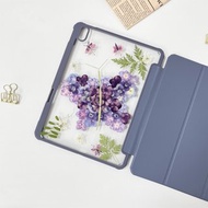 紫色花蝶手工押花iPad外殼 iPad Air 11寸 13寸 iPad Pro 11寸13
