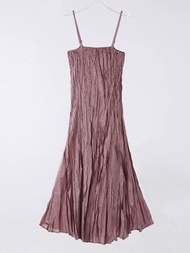 โนวาคุณภาพ⭐หนึ่งคนหนึ่งจีบ⭐Miyake เดรสคล้องคอจับจีบแบบพับทำมือเดรสแบบคล้องคอจับจีบยุ่งทรงหลวมบางและห