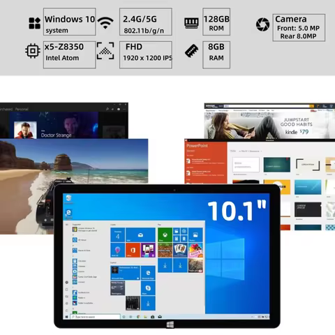 64bit 10.1 Inch Windows 10 Tablet 8GB RAM 128GB ROM Intel Atom x5-Z8350 Quad Core 1920x1200 IPS WIFI