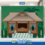 Banner Decoration / Backdrop Rumah Kampung Hari Raya Aidilfitri / Backgroud Raya Rumah Kampong / Ope