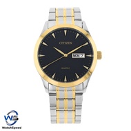Citizen DZ5014-53E Two-Tone Gold Stainless Steel Black Analog Men's Dress Watch