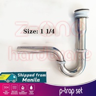 LAVATORY P-TRAP SET 1 1/4 High Quality Stainless Tubular Basin P Trap KITCHEN SINK P-TRAP