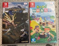 Switch games 動森、monster hunter rise